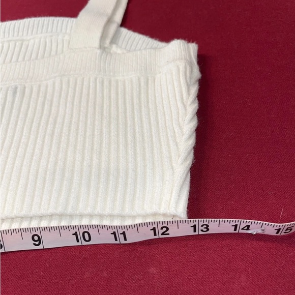Forever 21 WHITE L cropped TANK Sweater RIBBED rayon sleeveless ivory NEW womens - Picture 10 of 11